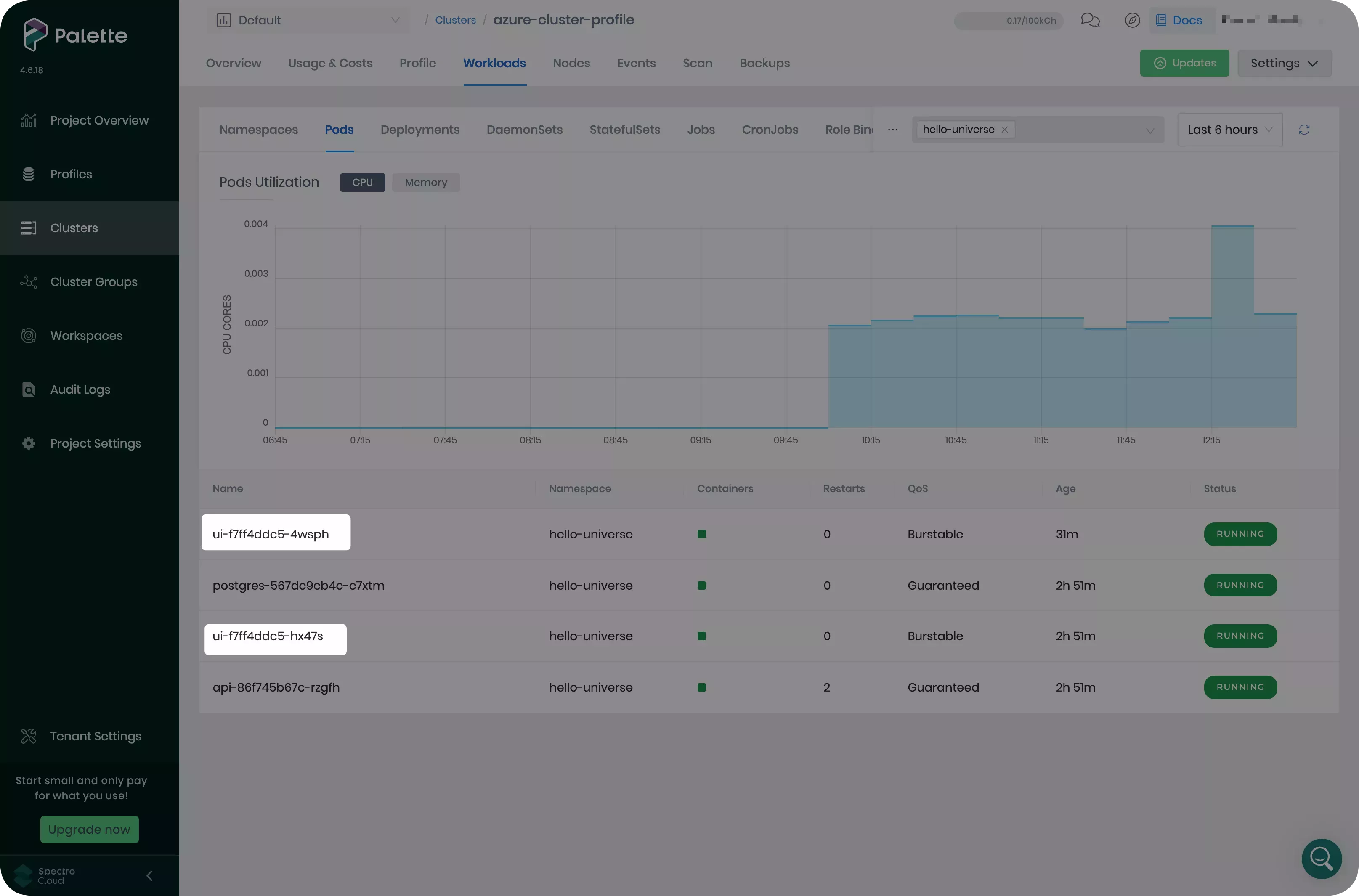 Image that shows the new cluster profile with Kubecost functional.