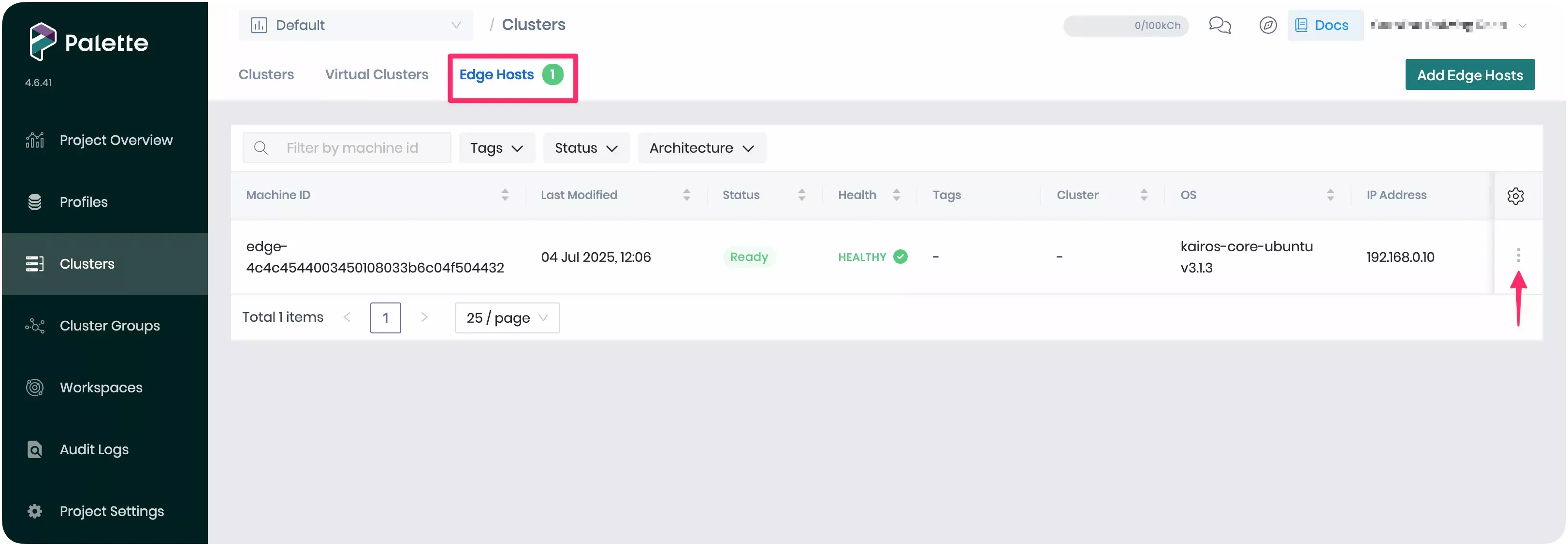 A screenshot of the Edge Hosts page.